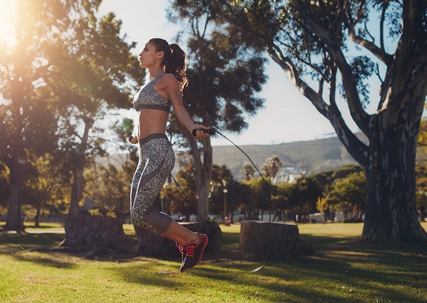 a woman skipping ropes