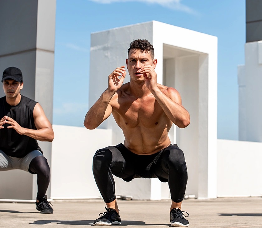 a man doing squats