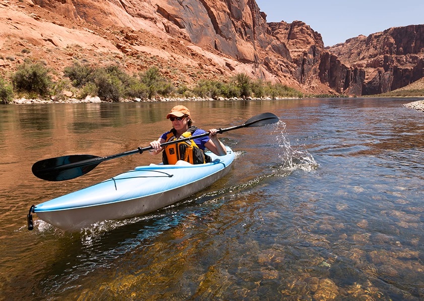 a woman kayaking